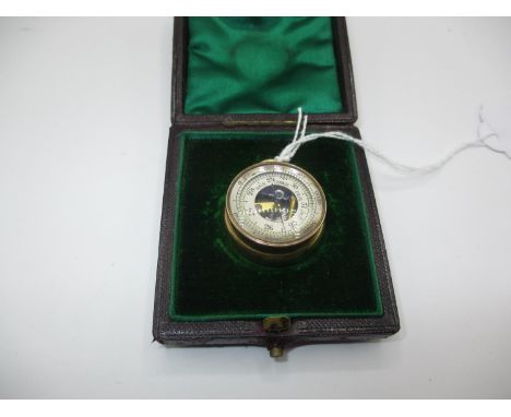 18ct Gold Pocket Compass and Barometer with Fitted Leather Case