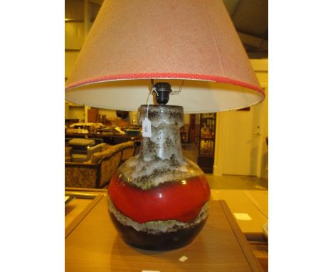 West German Pottery Table Lamp with Shade