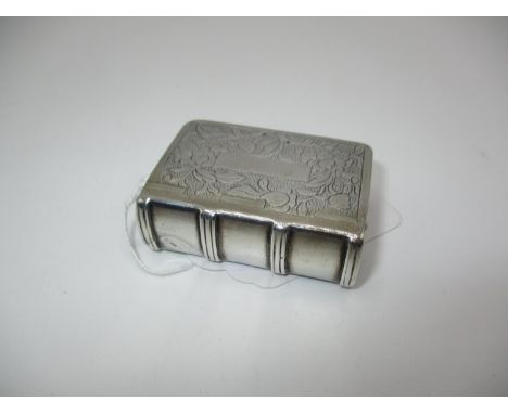 Chinese White Metal Snuff Box in the form of a Book by SM