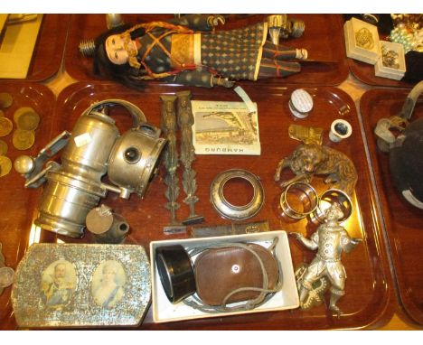 Lucas Lamp, Dog Inkwell, Enamel Snuff Box etc