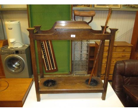Edwardian Oak Stickstand, 76cm, and a Walking Stick