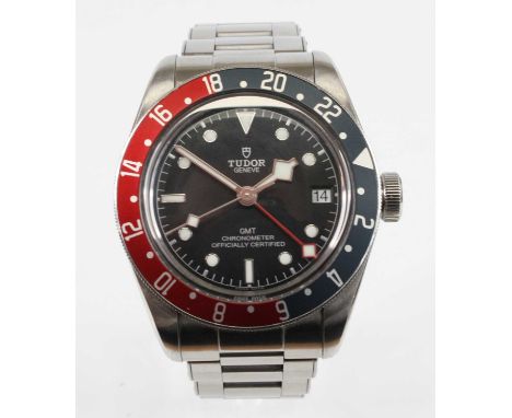 A gent's Tudor Black Bay GMT chronometer stainless steel wristwatch, model No. 79830RB, serial No. I864234, automatic movemen