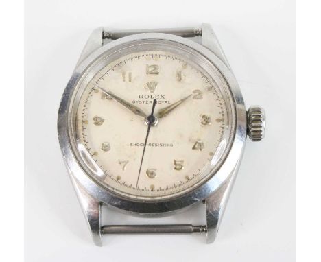 A gent's Rolex Oyster Royal shock-resisting steel cased manual wind wristwatch, circa 1950s, having a signed silvered Arabic 