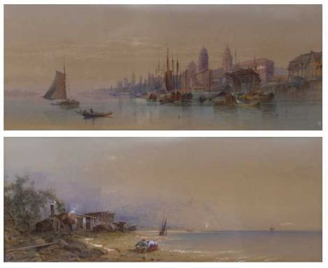 Edward Martindale Richardson (1810-1874) - Pair; Coastal scenes, watercolours, one heightened in white, one signed and dated 