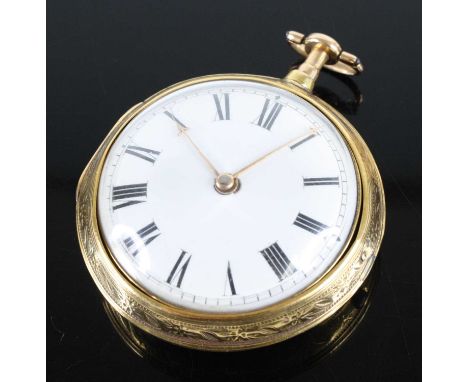 James McCabe of London - a George III silver-gilt gent's pair cased open face pocket watch, having convex white enamel Roman 