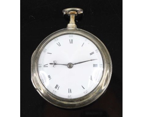 Alexander MacFarlane of Perth - a George III silver pair cased gent's open face pocket watch, having a convex white enamel Ro