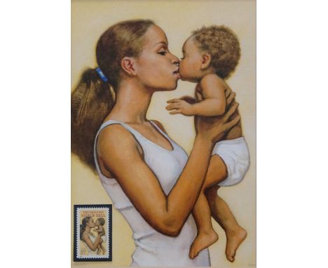 A print of a picture used in 2004 as a stamp in the USA to raise awareness of Sickle Cell, together with an unfranked example