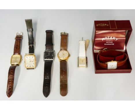 A selection of wristwatches, including a Rotary watch with original box and guarantee, dated 25/6/85, model no.16I/ T3; other