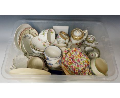 A quantity of miscellaneous ceramics to include: a Du Barry pattern pin dish by James Kent; a miniature porcelain teaset with