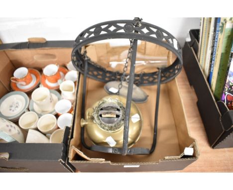 An oil lamp with ceiling shade attachment