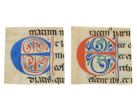 Eleven decorated initials on cuttings - from a Romanesque Bible manuscript, in Latin, on parchment [France  from a Romanesque
