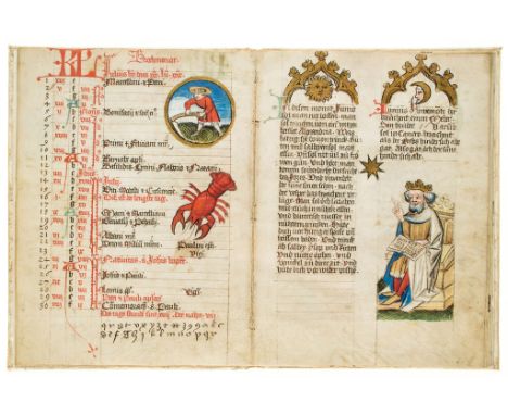 The Mckell Medical Almanack, - in German, illuminated manuscript on parchment [Alsace, c  in German, illuminated manuscript o