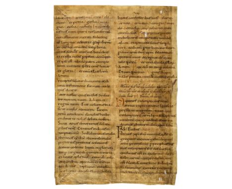 Two leaves from a Lectionary, - decorated manuscript in Latin, on parchment [Low Countries  decorated manuscript in Latin, on