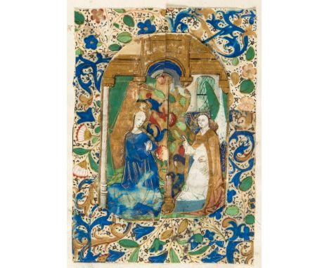 The Annunciation to the Virgin, - composite miniature formed from several parts of a miniature from...  composite miniature f