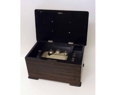 Cylinder musical box playing eight airs and three bells. Condition report: see terms and conditions.