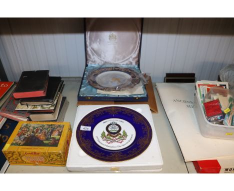 A Spode European Union commemorative plate and a Carverswall Queen's regiment commemorative plate