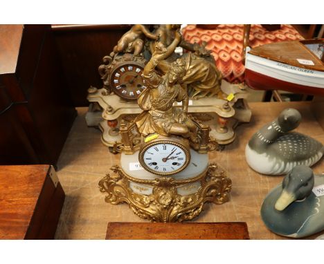 Caillaud of Chauvigny, gilt metal figural decorated mantel clock