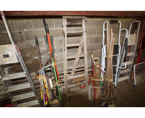 A vintage set of wooden, folding steps