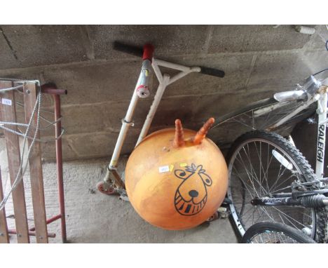 Two scooters and a space hopper