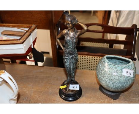 After Ferdinand Preiss, bronzed Art Deco figure of a lady