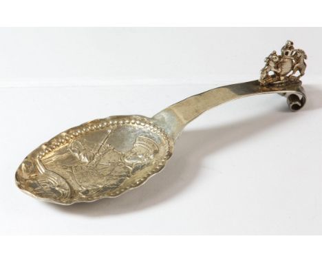 Edward VI decorated silver wine or caddy spoon import, Chester 1909