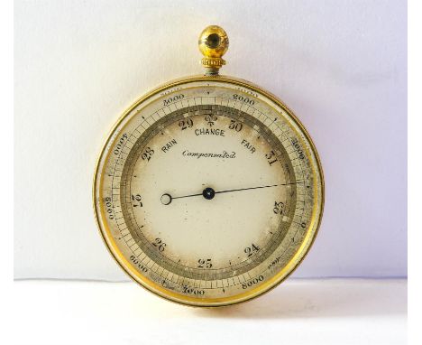 A compensated brass pocket barometer.