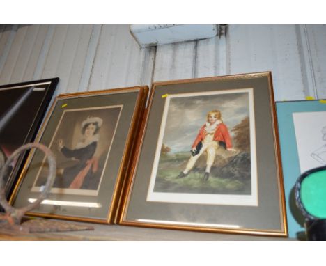 Four various coloured lithograph portrait studies, some pencil signed 