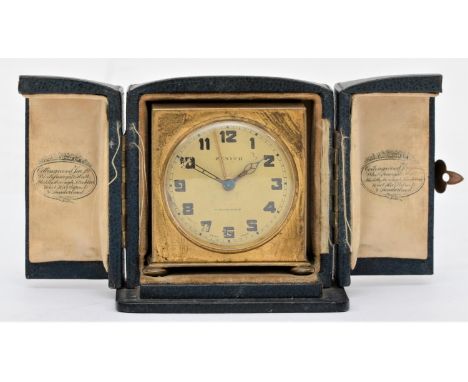 Zenith, a gilt metal gilt metal travel alarm clock, 55 x 54mm, cased 