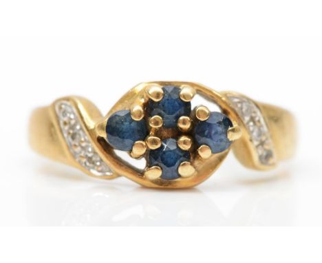 A 9ct gold sapphire and diamond ring I, 2gm 