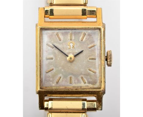 Omega, a gold plated manual wind ladies wristwatch, 17 jewel cal 484 movement 