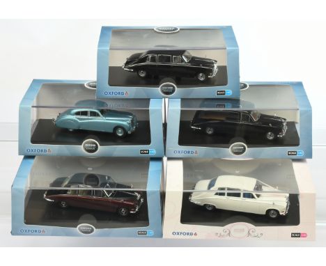 Oxford Diecast, a boxed group of "Automobile Company" 1:43 Scale Models. Including (1) DS001W Daimler DS420; (2) DS004 Claret