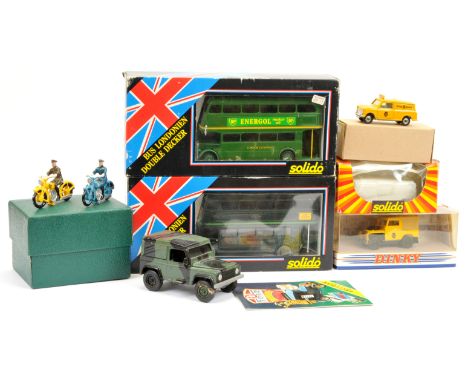 AA Motorcycle Patrol, Dinky AA Land Rover and Solido group of models - Good to Excellent Plus in Good to Good Plus boxes . (7