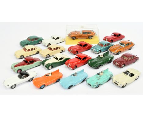 Group of unboxed mainly Dinky Jaguars, some REPAINTED&nbsp; - Including (1) Dinky Jaguar Type D 238 - blue body; (2) Dinky Ja