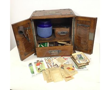 A smoker's cabinet, c.1900, the rectangular top bearing a silver plaque with inscription Presented to HA. Allport Esq. by the