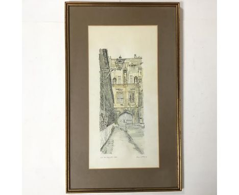 Adrian Whittlesea, New College Gate, Oxford, limited edition print, 26/75, signed and dated bottom right, 1972 (44cm x 21cm)