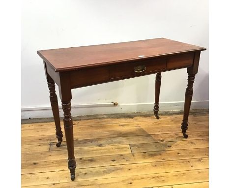 A late Victorian walnut side table, bearing label for Cranston and Ellis of Edinburgh, Cabinetmakers, the rectangular top wit