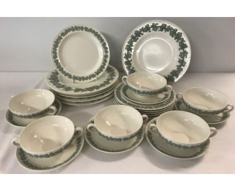  Comprising: 6 soup bowls &amp; saucers, 6 side plates &amp; 6 dinner plates.  One dish slight chip on rim. 