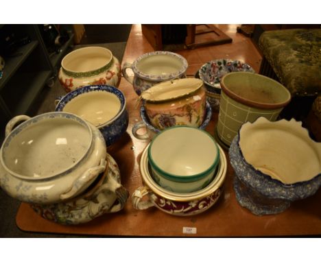 Victorian and later planters tureens and chamber pots including Poole bowl and Denby plant pot