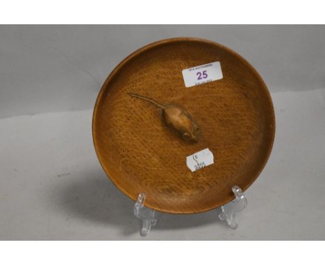 20th century Mouseman 'Robert Thompson' Arts and Crafts oak bowl bearing typical mouse signature 17cm accross