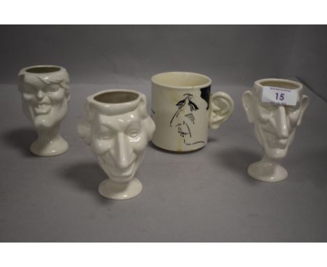 Fluck and Law Spitting Image Royal caricature egg cups and Carlton ware mug