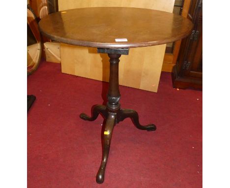 A 19th century mahogany circular tilt-top pedestal tripod table, having birdcage undertier, dia. 59cm