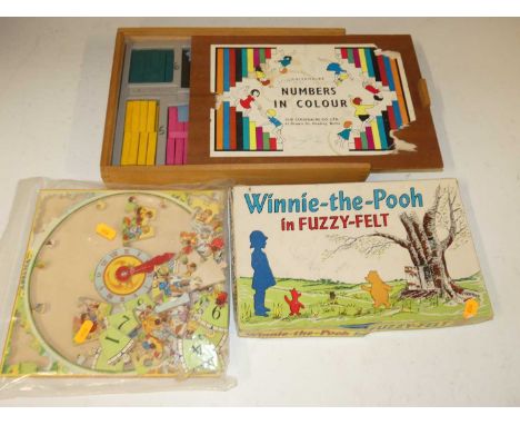 Three vintage childrens puzzle type toys, including Winnie the Pooh in Fuzzy-felt 