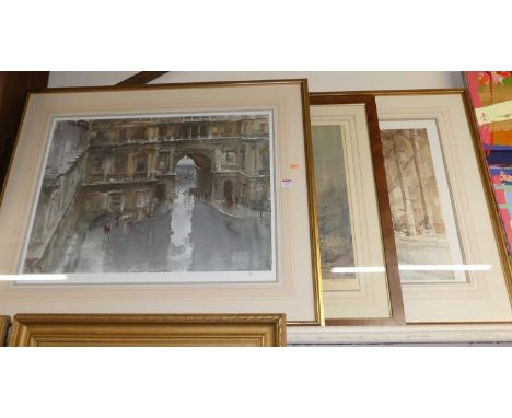 William Russell Flint (1880-1969) - Piazza scene, unsigned but numbered lithograph, 51 x 69cm; together with two others by th