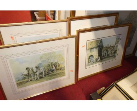 G U Sturgeon - a series of five prints to include Ploughing scene, Market Square etc, each with blindstamps and pencil signed