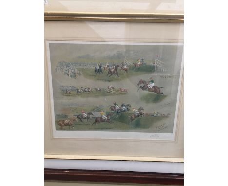After Alfred Bright, "At The canal turn Jerry M's National 1912", limited edition racing print, 60cm x 41cm, signed in pencil