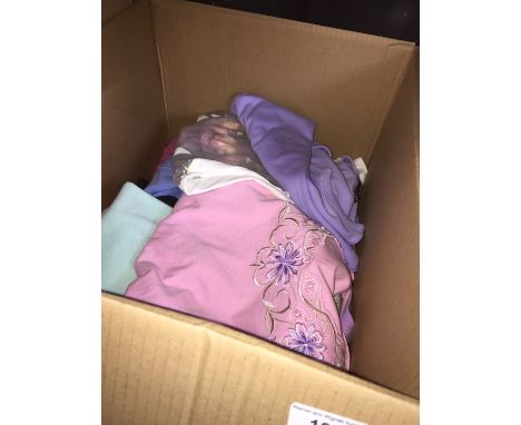 A box of misc vintage and modern tops to include brands such as Esprit, Charles Thyrwitth, etc (18) 