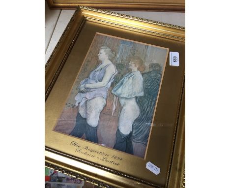 A framed print - Two Women after Toulouse Lautrec 