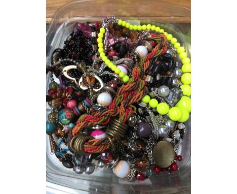A box of misc vintage and modern necklaces 
