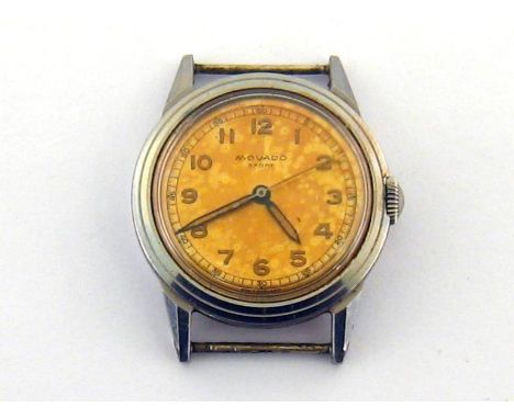 Movado, a 1940s mid-size stainless steel manual wind wristwatch, ref. 4790, the silvered dial with luminous Arabic numerals, 