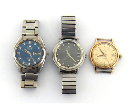 Three gentleman's stainless steel wristwatches, including a 1960s Favre-Leuba 'Sea Chief' automatic (movement functioning); a